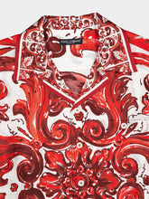 Dolce & Gabbana Red Majolica-Print Silk Hawaii Shirt