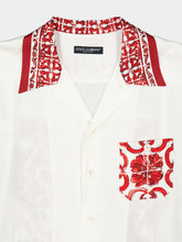 Dolce & Gabbana Red Majolica-Print Silk Jacquard Hawaii Shirt