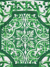 Dolce & Gabbana Green Majolica Print Silk Twill Hawaiian Shirt