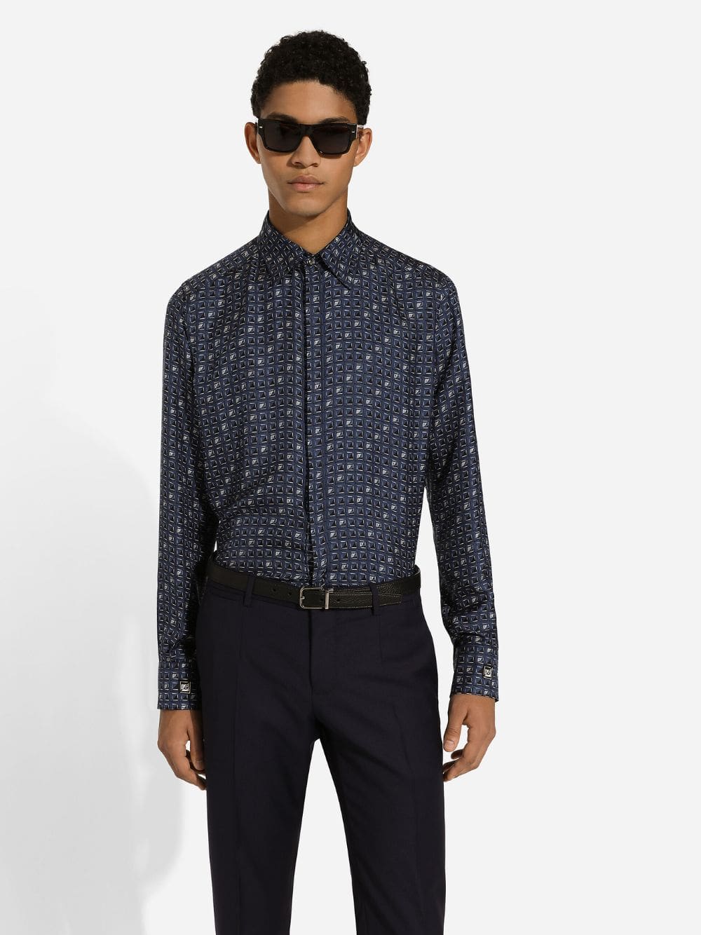 Tie-Print Silk Twill Shirt