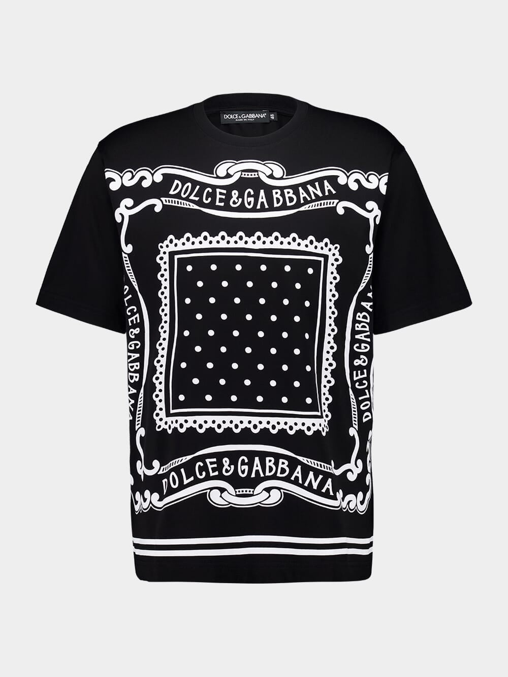 Black Cotton Bandanna Print T-shirt