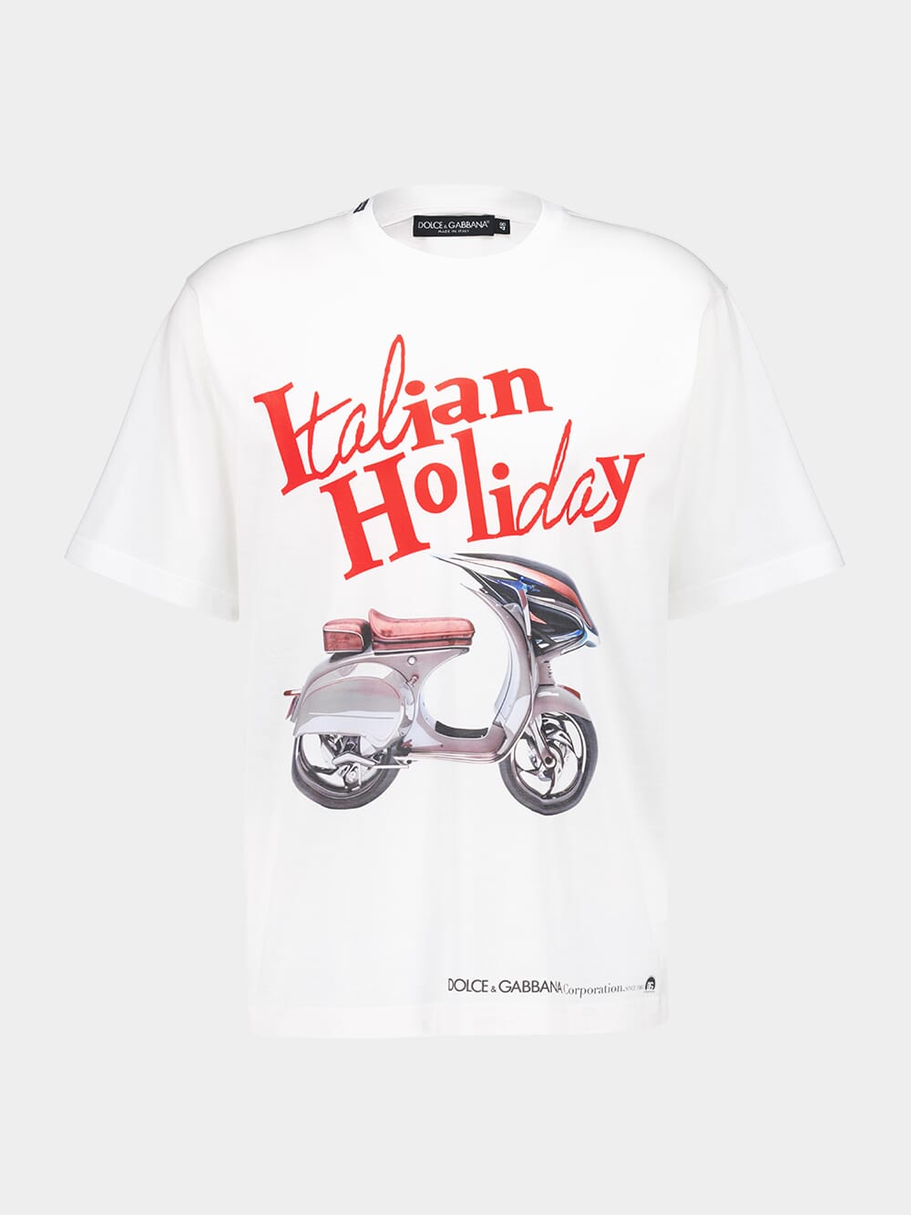 White Cotton Vespa Print T-shirt