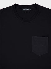 Dolce & Gabbana Black Cotton T-Shirt with Leather Pocket