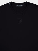 Dolce & Gabbana Black Cotton T-shirt with Logo Embroidery