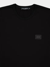 Dolce & Gabbana Black Cotton Logo Plate T-Shirt