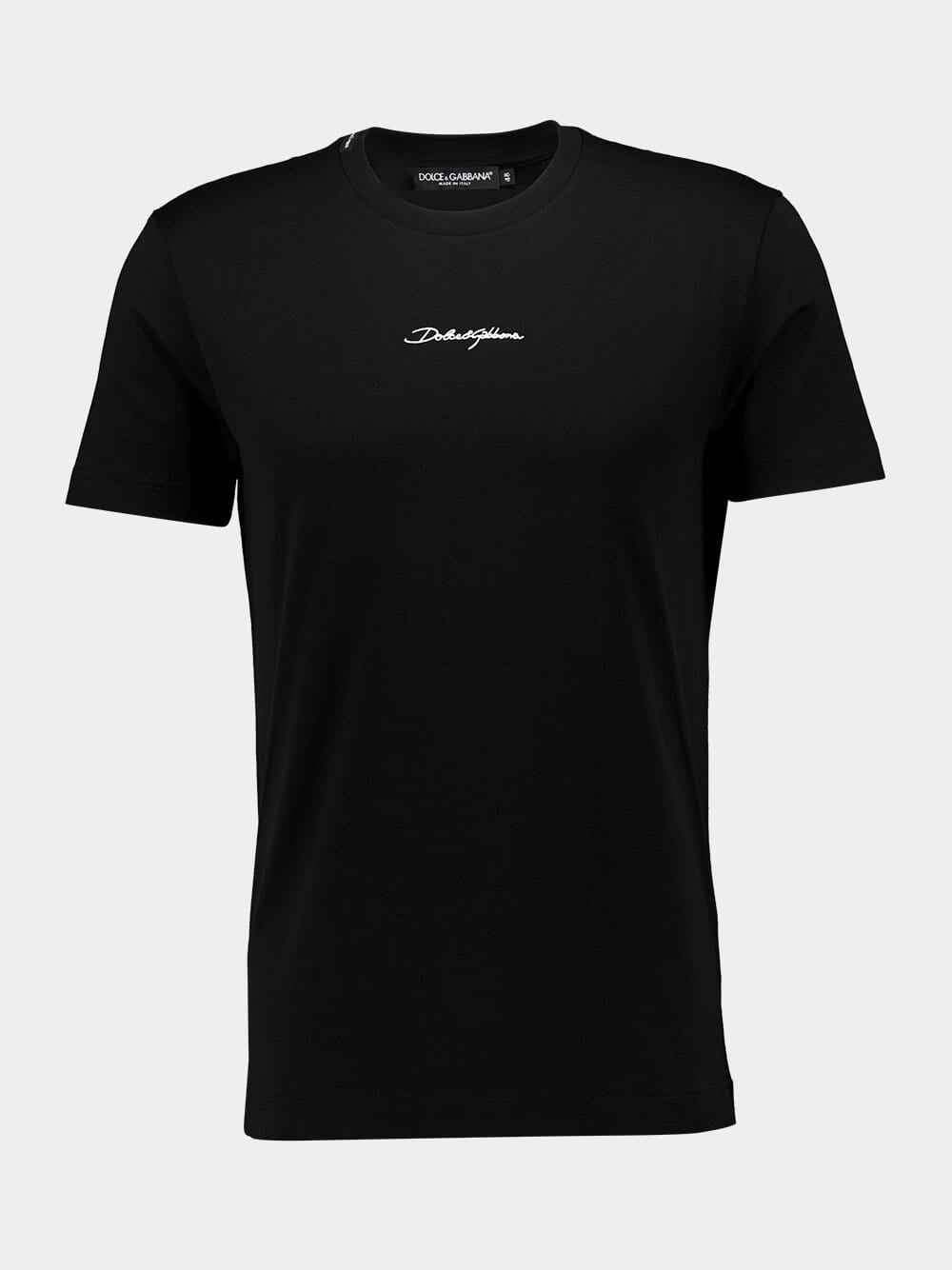 Black Cotton T-Shirt with Logo