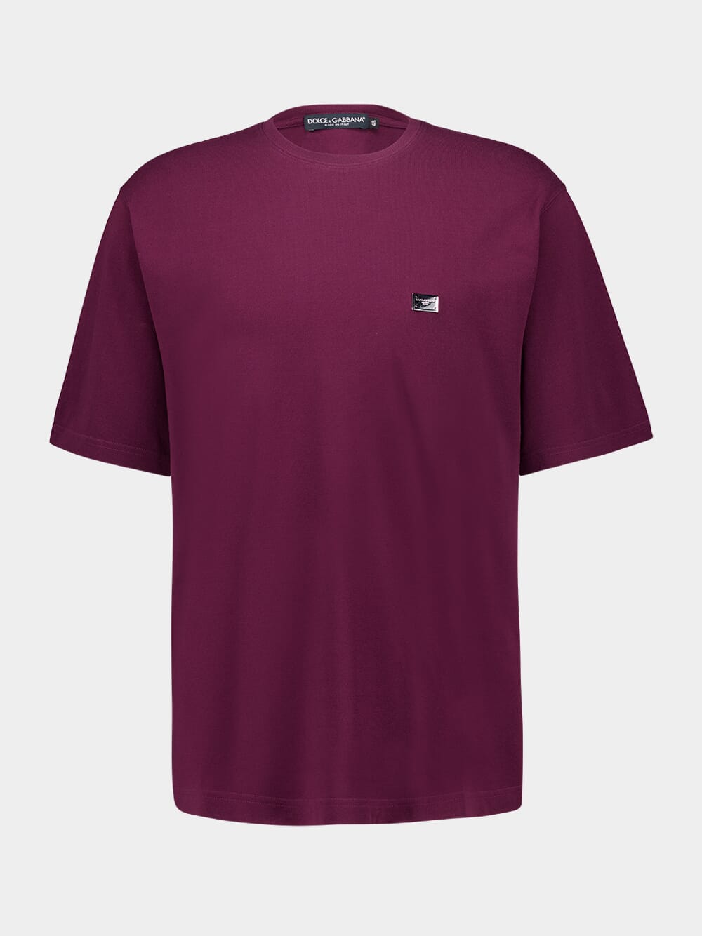 Burgundy Cotton T-shirt with Metal Tag