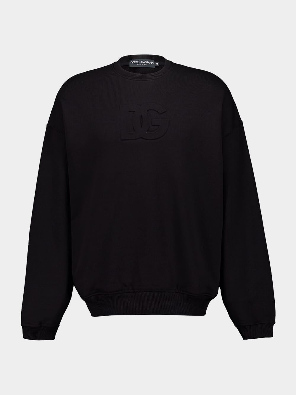 Black Cotton Sweatshirt with DG Logo