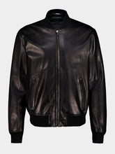 Dolce & Gabbana Black Calfskin Leather Bomber Jacket