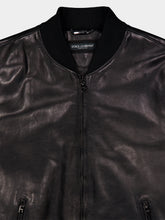 Dolce & Gabbana Black Calfskin Leather Bomber Jacket