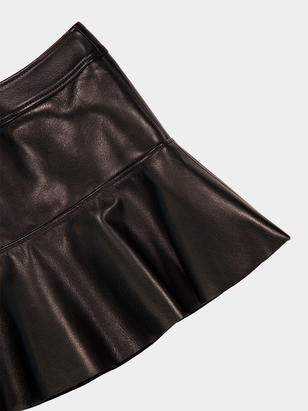 Black Shiny Plonge Leather Mini Skirt