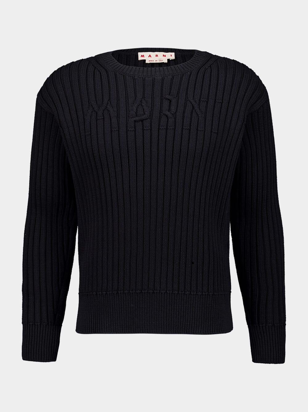 Black Crewneck Cotton Knit Sweater