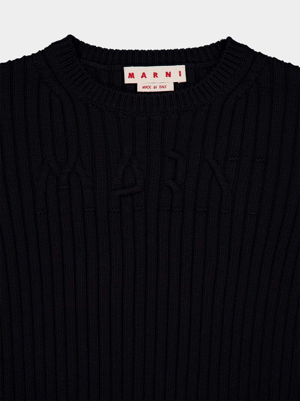 Black Crewneck Cotton Knit Sweater