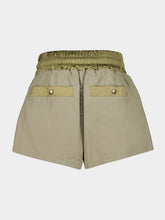 Balmain Green Cotton Twill Utility Shorts