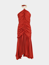 Balmain Red Shell Strap Midi Dress