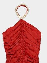 Balmain Red Shell Strap Midi Dress