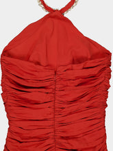 Balmain Red Shell Strap Midi Dress