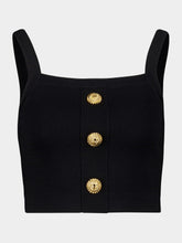Balmain Black Knit Bralette Top with Buttons