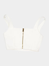 Balmain White Strappy Bralette Top with Gold Buttons
