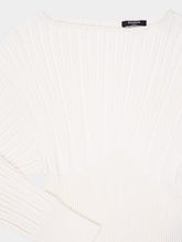 Balmain White Tube-Knit Jumper with Batwing Sleeves