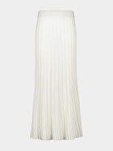 Balmain White Maxi Pleated Flechage Knit Skirt