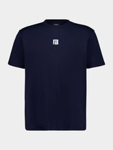 Balmain Navy Blue T-Shirt with Embroidered PB Logo
