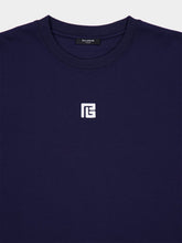 Balmain Navy Blue T-Shirt with Embroidered PB Logo