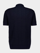Balmain Marine Blue Monogram Knit Polo Shirt