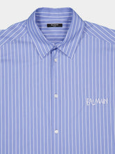 Balmain Blue Relaxed Fit Striped Cotton Shirt