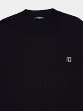 Balmain Black Silk-Cotton Jumper with PB Logo