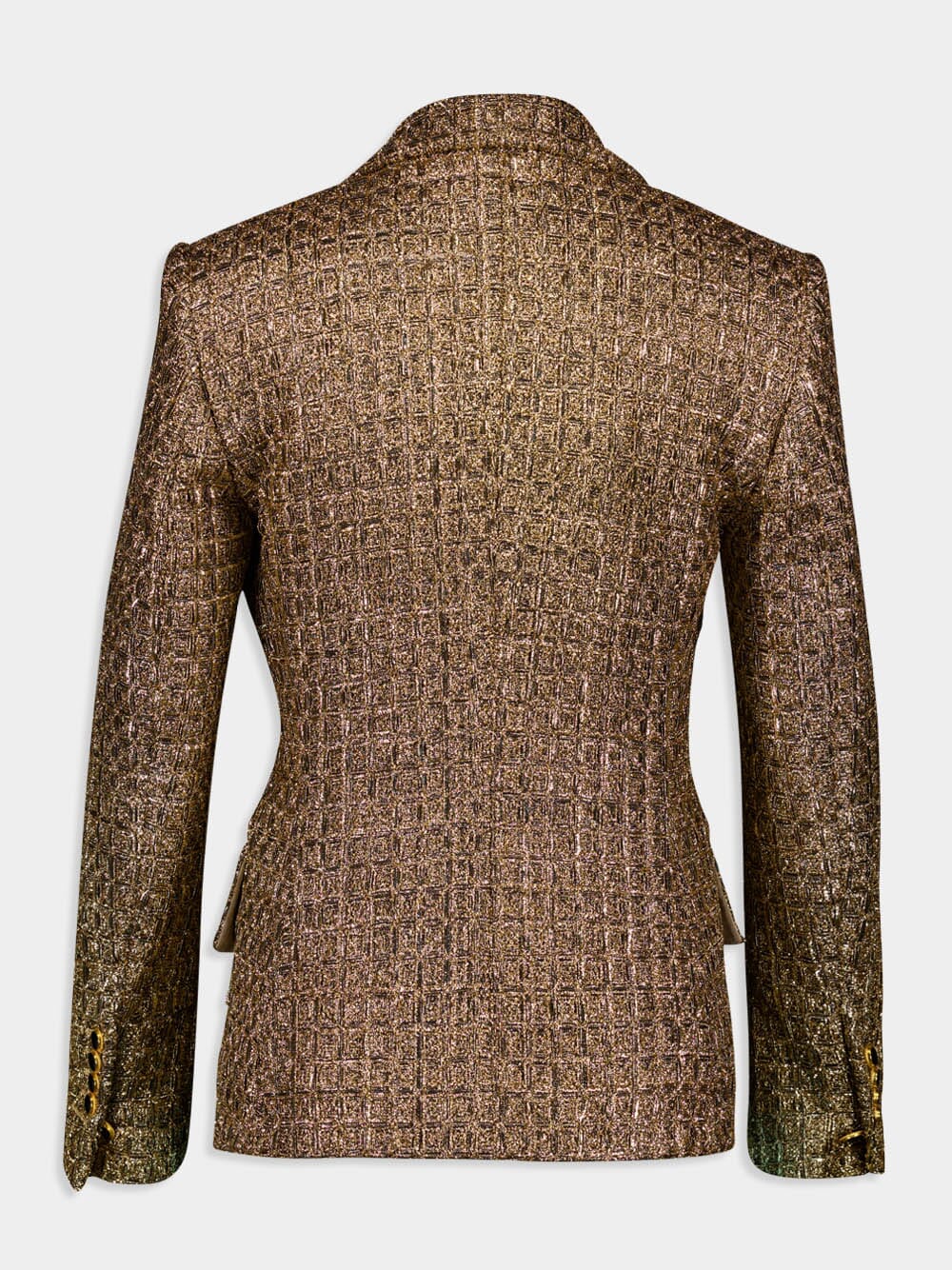 Gilded Tweed Single-Breasted Blazer