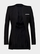Tom Ford Black Collarless Sharp Wool Silk Panama Jacket