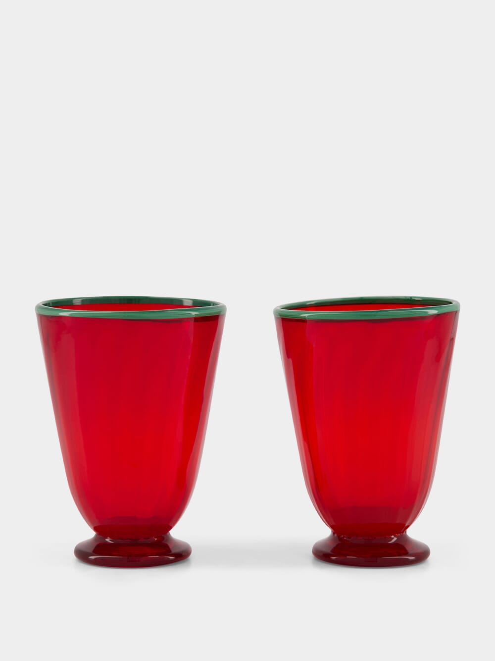 Set of 2 Red Murano Glasses