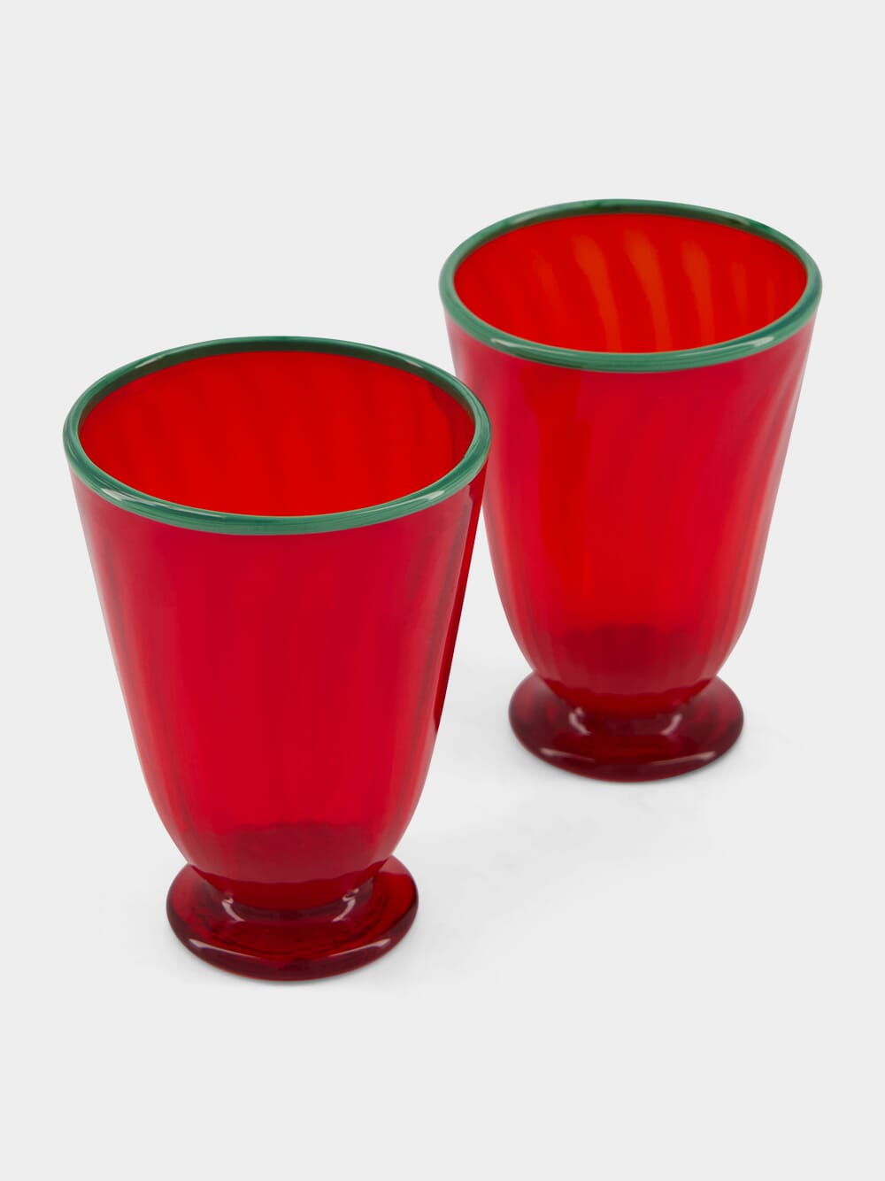 Set of 2 Red Murano Glasses