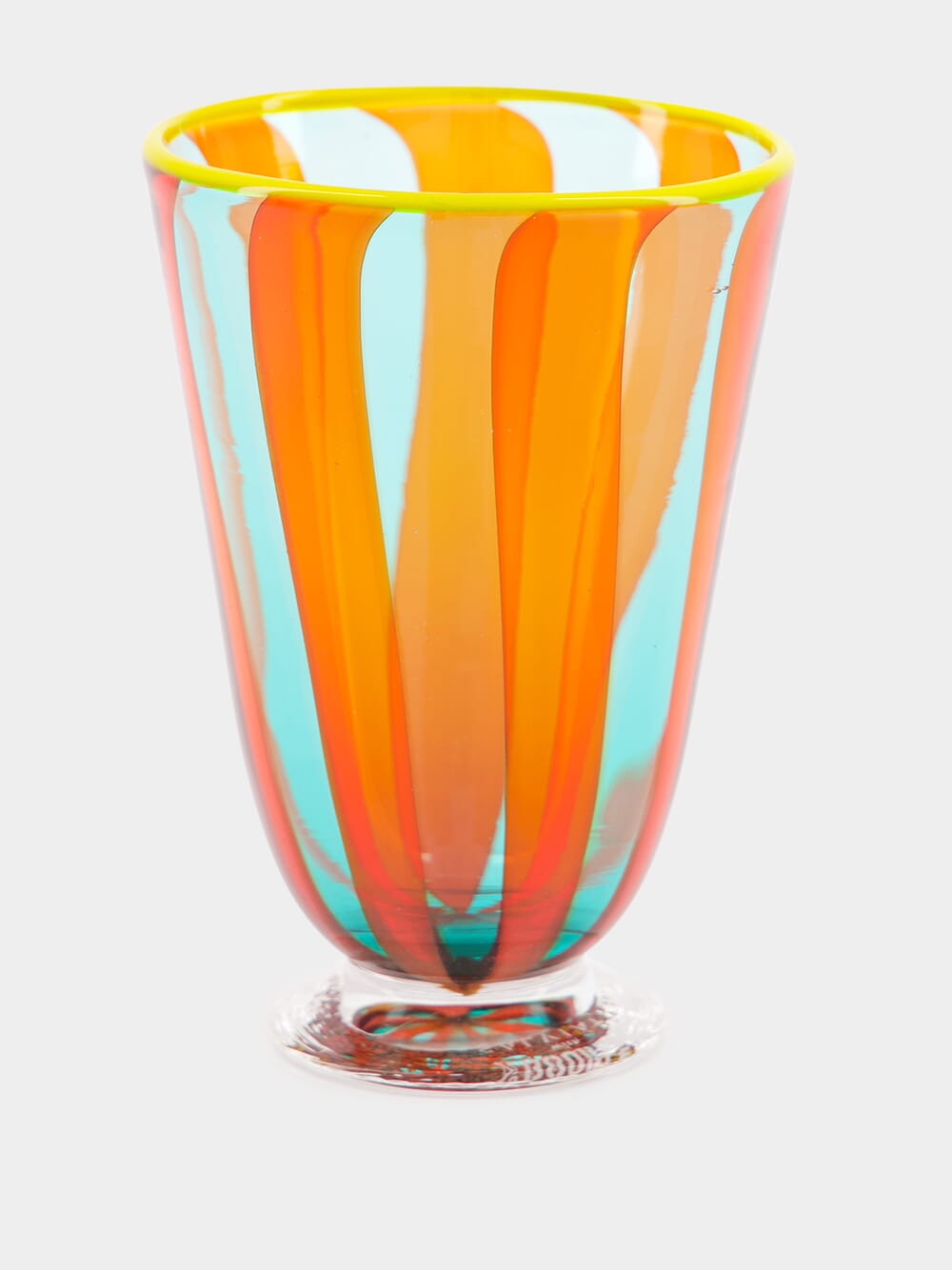 Set of 2 Orange and Turquoise Murano Water Glasses