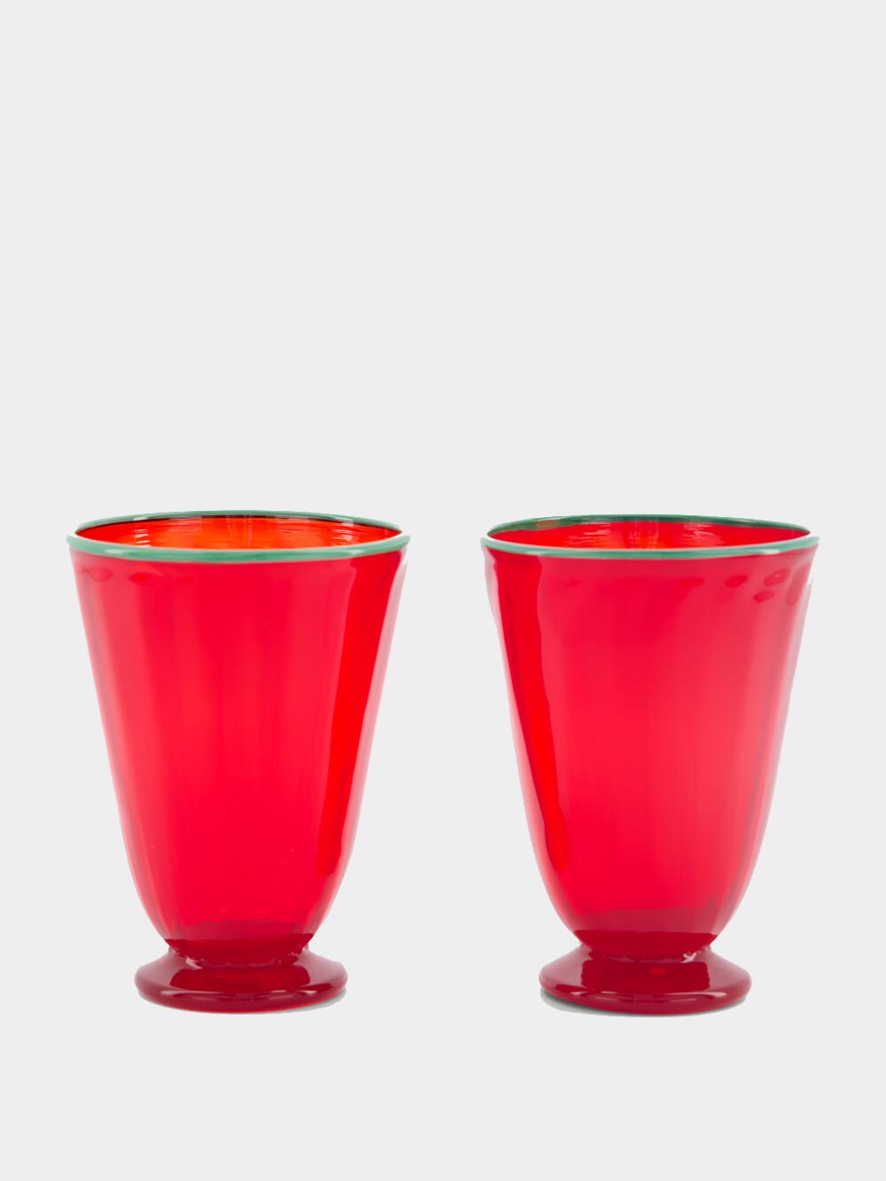 Set of 2 Red Murano Water Glasses