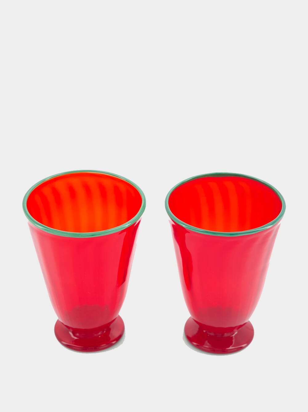 Set of 2 Red Murano Water Glasses