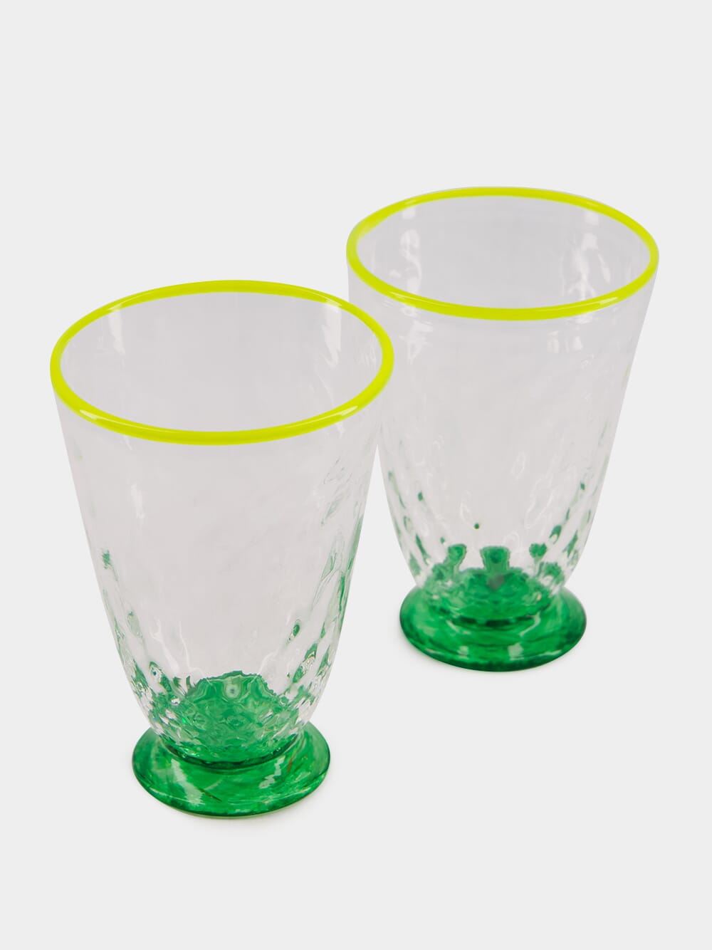 Set of 2 Quilted Murano Green Glasses