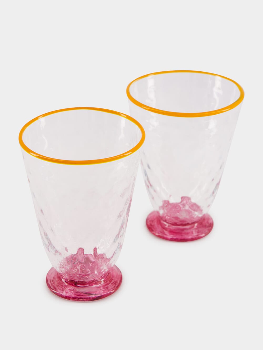 Set of 2 Quilted Murano Pink Glasses