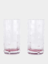La DoubleJ Solid Pink Bamboo Set of 2 Highball Glasses