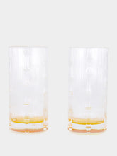 La DoubleJ Solid Amber Bamboo Set of 2 Highball Glasses