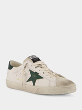 Golden Goose White and Green Superstar Sneakers