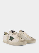 Golden Goose White and Green Superstar Sneakers