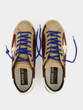 Golden Goose Dark Red and Beige Suede Super-Star Sneakers