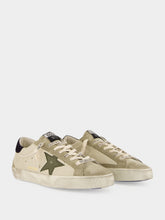 Golden Goose Olive Green and Cream Super-Star Sneakers