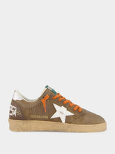 Golden Goose Brown and White Ball Star Sneakers with Leather Star