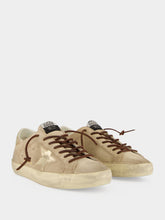 Golden Goose Beige and Platinum Super-Star Suede Sneakers