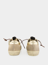 Golden Goose Beige and Platinum Super-Star Suede Sneakers