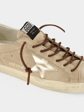 Golden Goose Beige and Platinum Super-Star Suede Sneakers