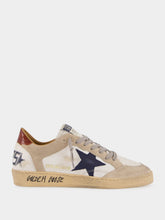Golden Goose White Ballstar Sneakers with Blue Leather Star